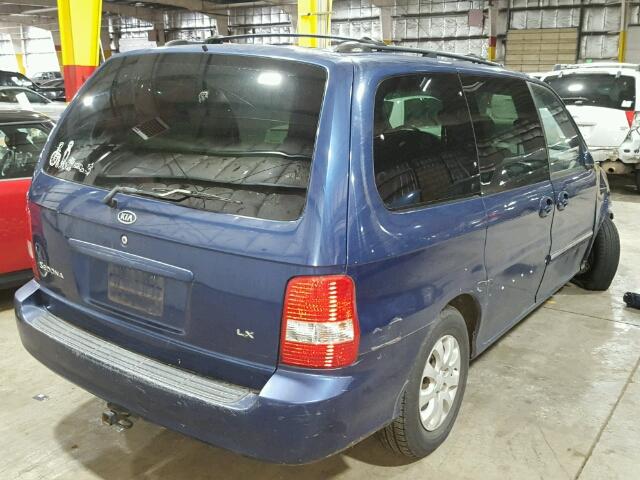 KNDUP131X46569139 - 2004 KIA SEDONA EX BLUE photo 4