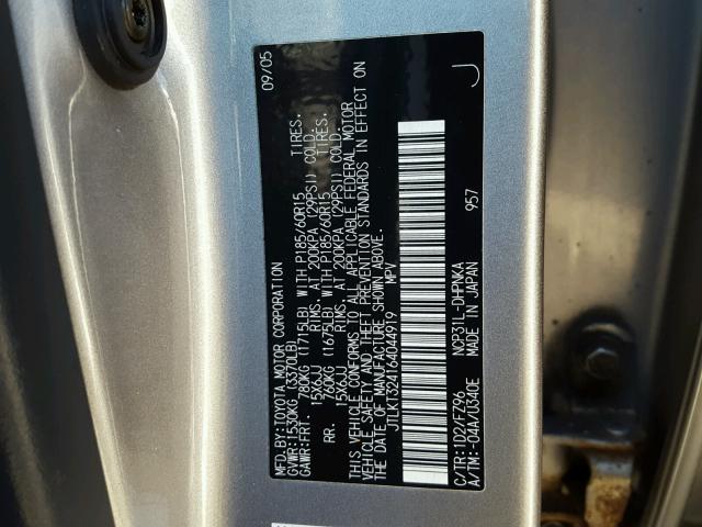 JTLKT324164044919 - 2006 TOYOTA SCION XB Gümüş foto 10