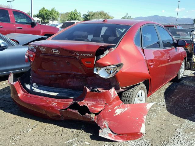 KMHDU46D68U468855 - 2008 HYUNDAI ELANTRA GL RED photo 4