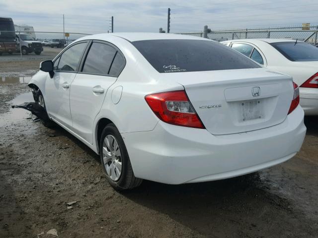 19XFB2F55CE392066 - 2012 HONDA CIVIC WHITE photo 3