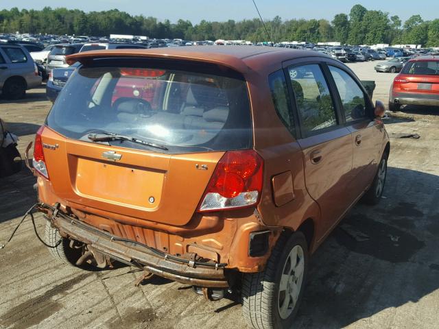 KL1TD66627B758783 - 2007 CHEVROLET AVEO BASE Pomarańczowy zdjęcie 4