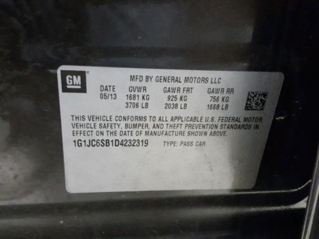 1G1JC6SB1D4232319 - 2013 CHEVROLET SONIC LT CHARCOAL photo 10