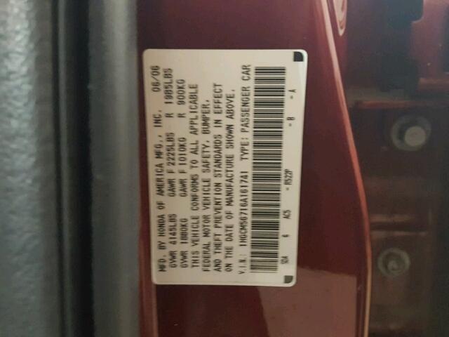 1HGCM56716A161741 - 2006 HONDA ACCORD EX 栗色 照片 10