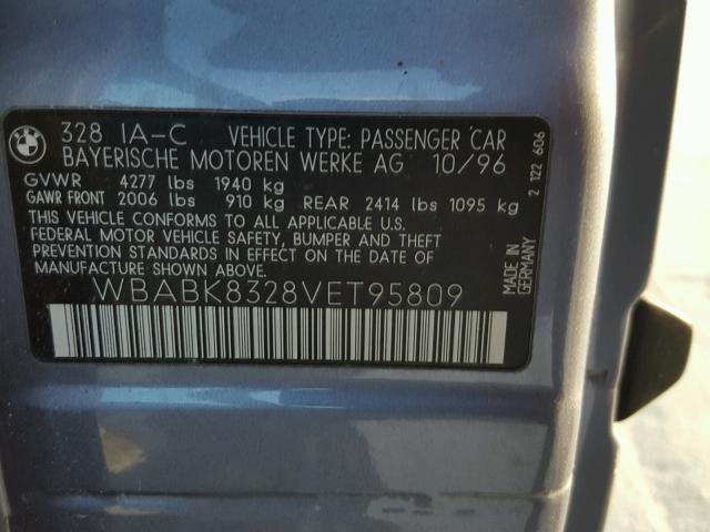 WBABK8328VET95809 - 1997 BMW 328 IC AUT BLUE photo 10