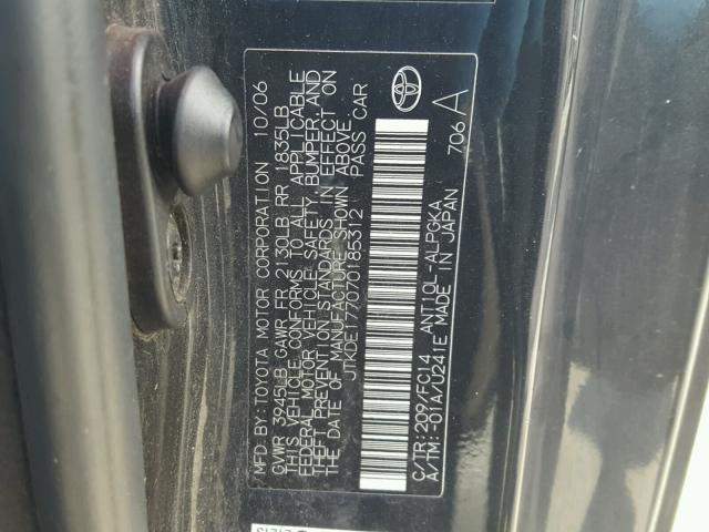JTKDE177070185312 - 2007 TOYOTA SCION TC 黑色 照片 10