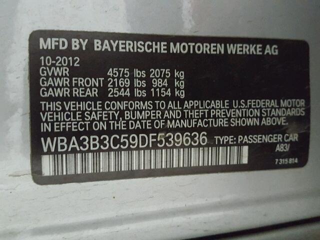 WBA3B3C59DF539636 - 2013 BMW 328 XI SILVER photo 10