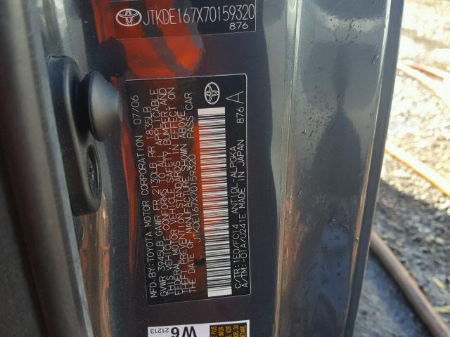 JTKDE167X70159320 - 2007 TOYOTA SCION TC 灰色 照片 10