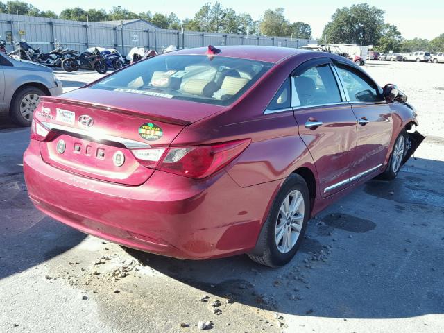 5NPEB4AC4DH796499 - 2013 HYUNDAI SONATA GLS RED photo 4