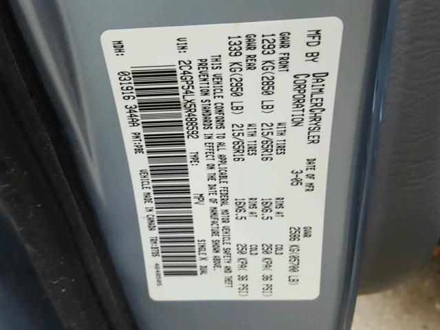 2C4GP54LX5R488592 - 2005 CHRYSLER TOWN & COU BLUE photo 10