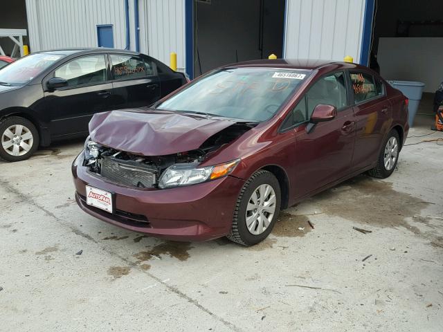 2HGFB2F57CH557525 - 2012 HONDA CIVIC LX RED photo 2