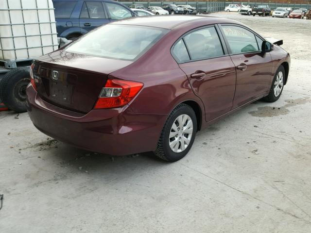 2HGFB2F57CH557525 - 2012 HONDA CIVIC LX RED photo 4