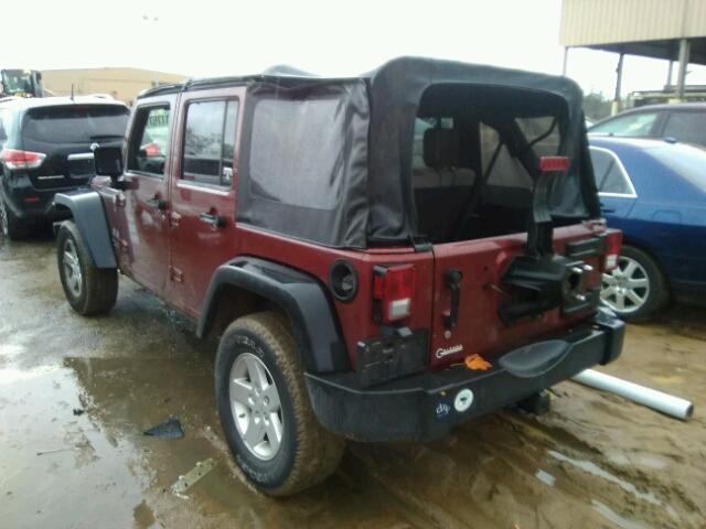 1J8GA39178L528257 - 2008 JEEP WRANGLER U BURGUNDY photo 3