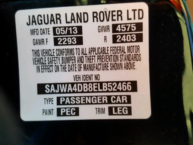 SAJWA4DB8ELB52466 - 2014 JAGUAR XK შავი ფოტო 10