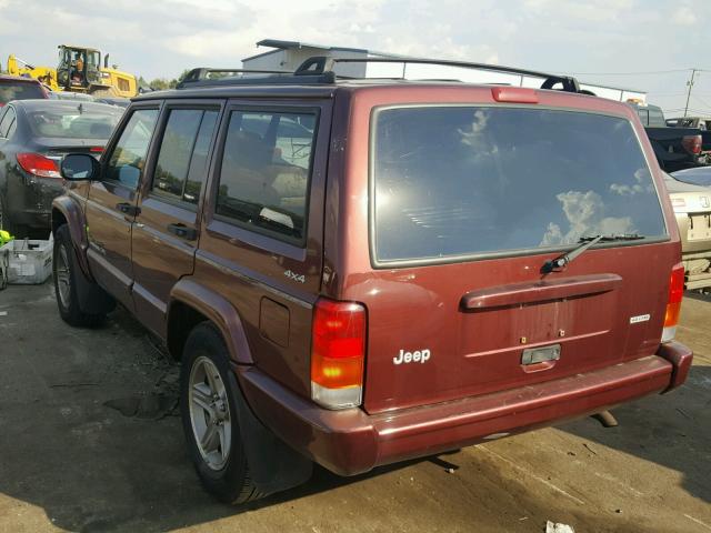 1J4FF58S2YL139434 - 2000 JEEP CHEROKEE C MAROON photo 3