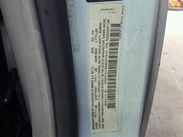 3VWSF31Y86M327875 - 2006 VOLKSWAGEN NEW BEETLE 蓝色 照片 10