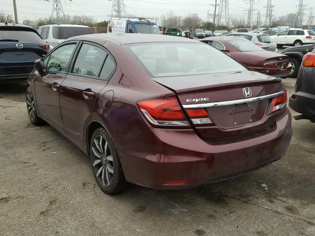 19XFB2F93FE042720 - 2015 HONDA CIVIC EXL MAROON photo 3