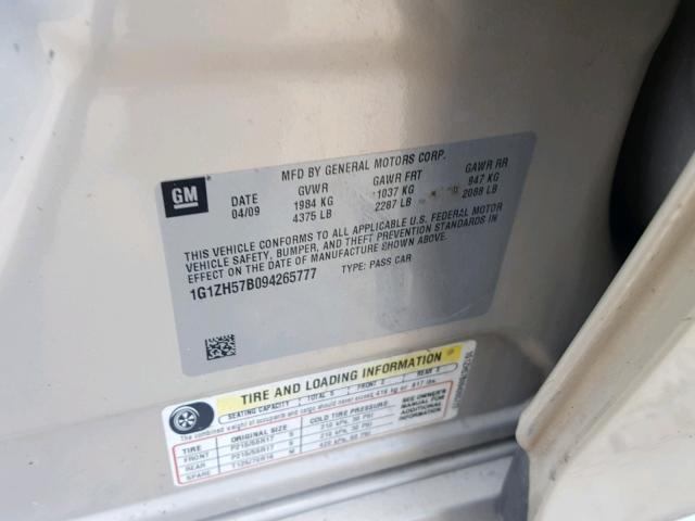 1G1ZH57B094265777 - 2009 CHEVROLET MALIBU 1LT BROWN photo 10