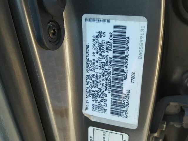 4T1BE32K23U772468 - 2003 TOYOTA CAMRY LE GRAY photo 10