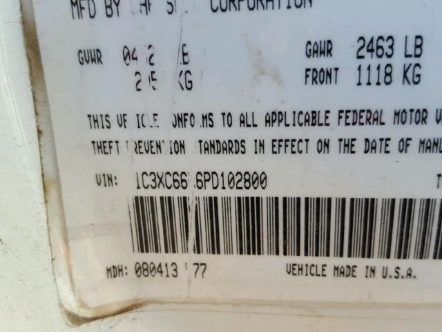 1C3XC66R6PD102800 - 1993 CHRYSLER NEW YORKER 白色 照片 10