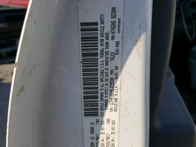 1D7HA16K98J235930 - 2008 DODGE RAM 1500 S WHITE photo 10