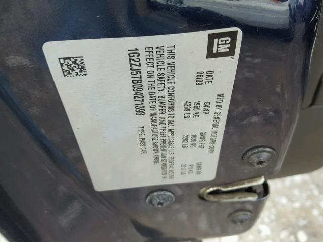 1G2ZJ57B094271398 - 2009 PONTIAC G6 BLUE photo 10