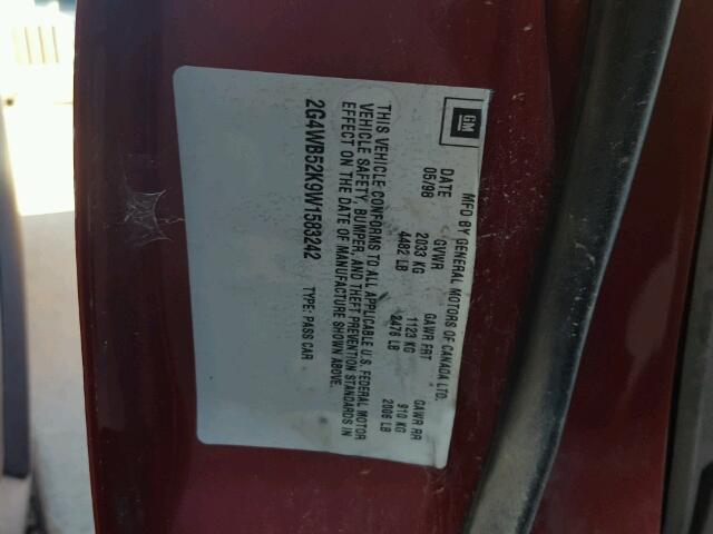 2G4WB52K9W1583242 - 1998 BUICK REGAL LS 红色 照片 10