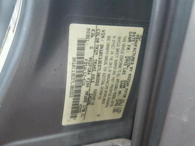 3N1BC13E07L380003 - 2007 NISSAN VERSA S GRAY photo 10