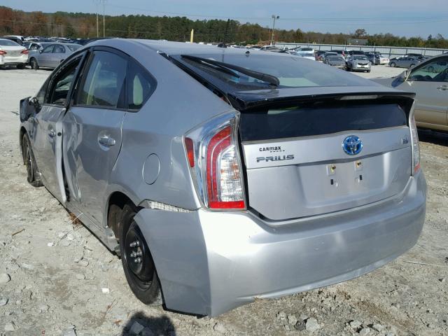 JTDKN3DU7E0382947 - 2014 TOYOTA PRIUS SILVER photo 3