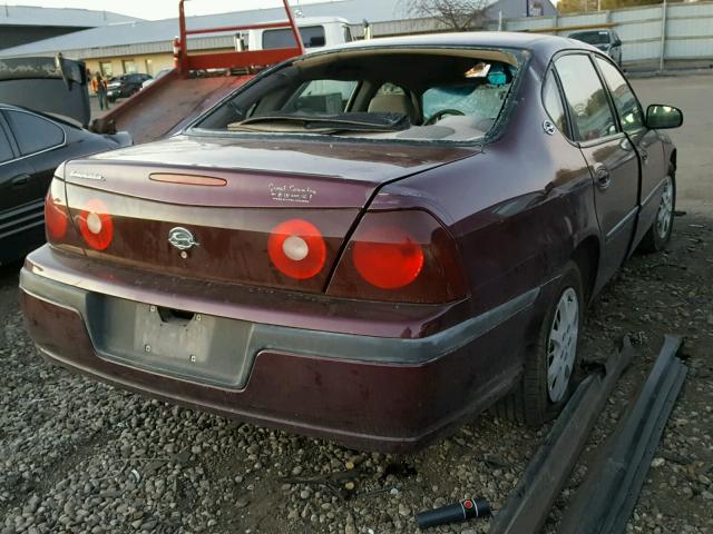 2G1WF52E139269061 - 2003 CHEVROLET IMPALA MAROON photo 4