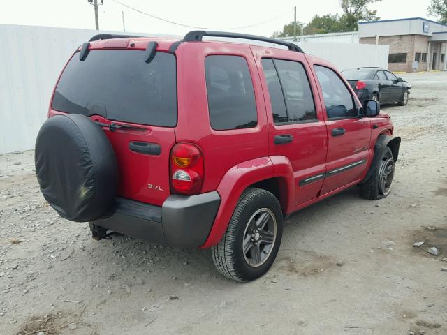 1J4GK48KX4W318033 - 2004 JEEP LIBERTY SP RED photo 4