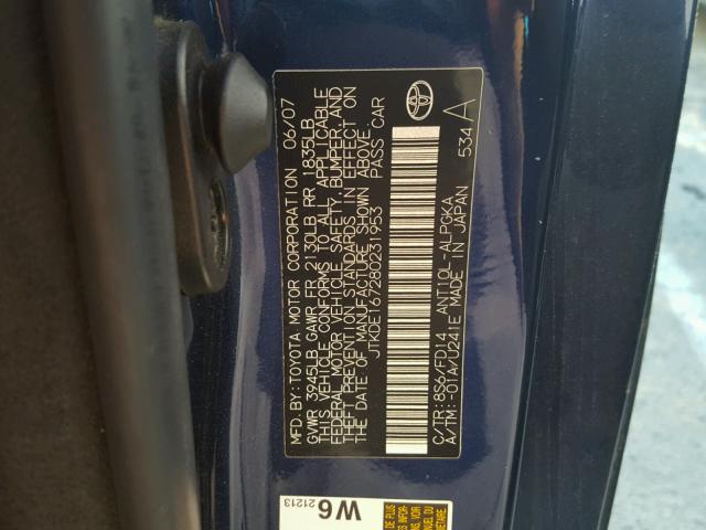 JTKDE167280231953 - 2008 TOYOTA SCION TC 蓝色 照片 10