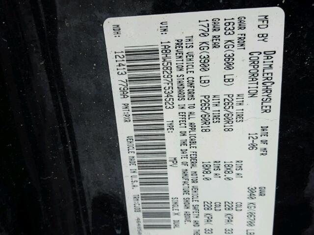 1A8HW58297F534523 - 2007 CHRYSLER ASPEN LIMI 黑色 照片 10