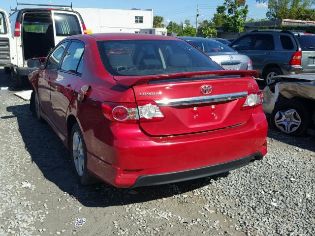 2T1BU4EE5DC974433 - 2013 TOYOTA COROLLA BA RED photo 3