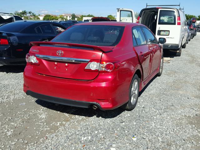 2T1BU4EE5DC974433 - 2013 TOYOTA COROLLA BA RED photo 4