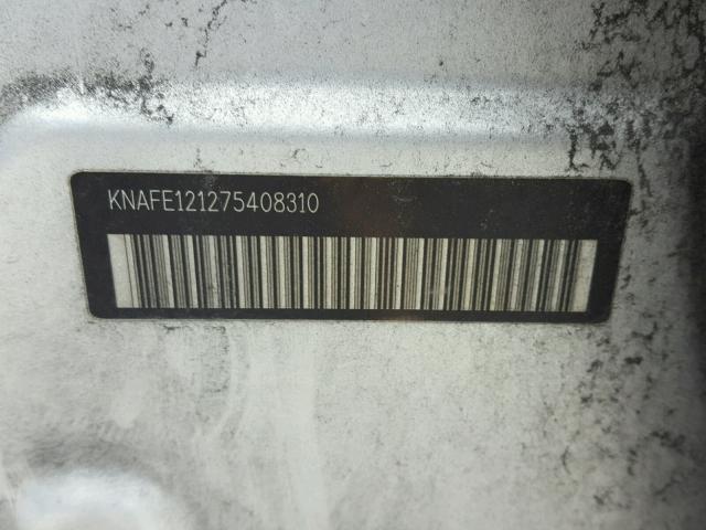 KNAFE121275408310 - 2007 KIA SPECTRA EX SILVER photo 10