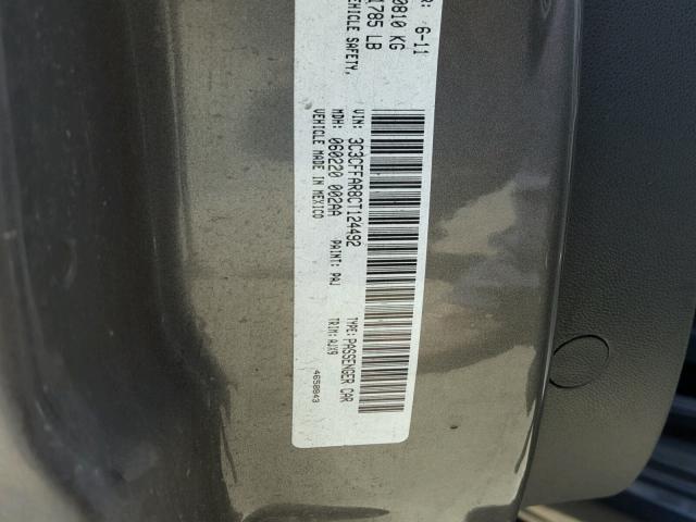 3C3CFFAR8CT124492 - 2012 FIAT 500 POP GRAY photo 10