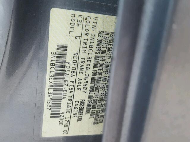 3N1BC13EX8L369527 - 2008 NISSAN VERSA S GRAY photo 10