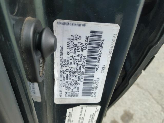 4T1BF30K12U502064 - 2002 TOYOTA CAMRY LE 绿色 照片 10