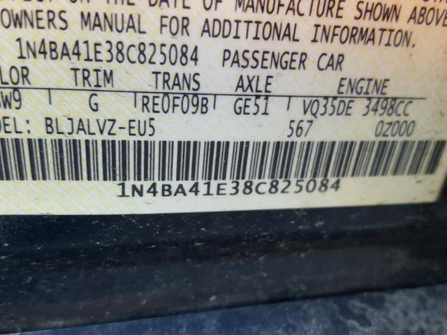 1N4BA41E38C825084 - 2008 NISSAN MAXIMA SE BLUE photo 10