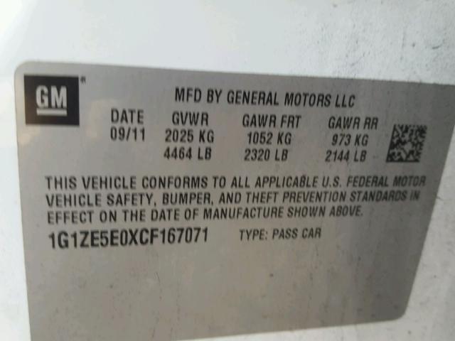 1G1ZE5E0XCF167071 - 2012 CHEVROLET MALIBU LTZ WHITE photo 10