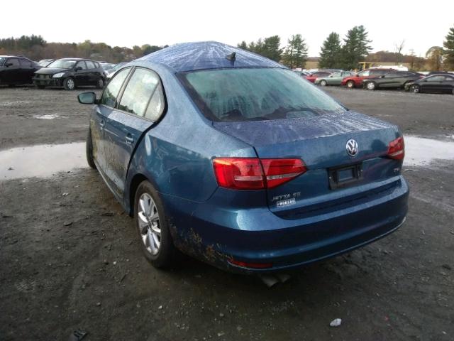 3VWD17AJ0FM275076 - 2015 VOLKSWAGEN JETTA SE BLUE photo 3