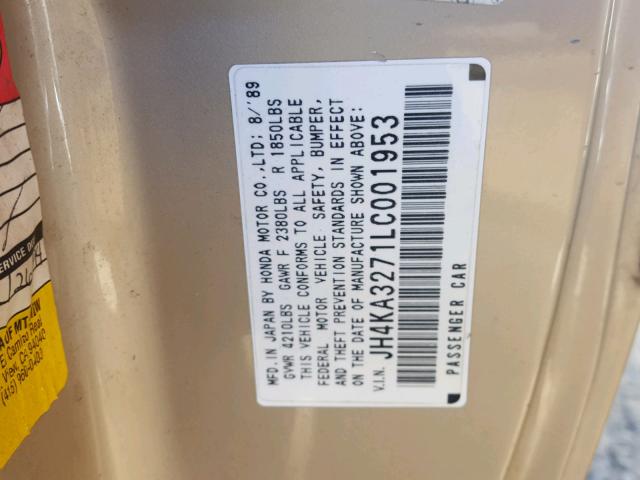 JH4KA3271LC001953 - 1990 ACURA LEGEND LS GOLD photo 10