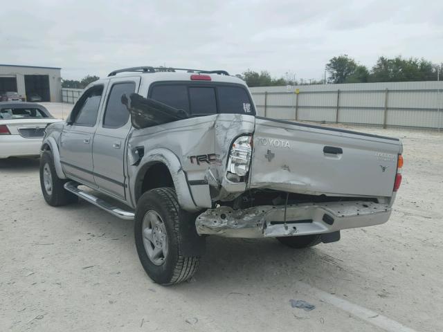 5TEGN92N23Z242211 - 2003 TOYOTA TACOMA DOU SILVER photo 3