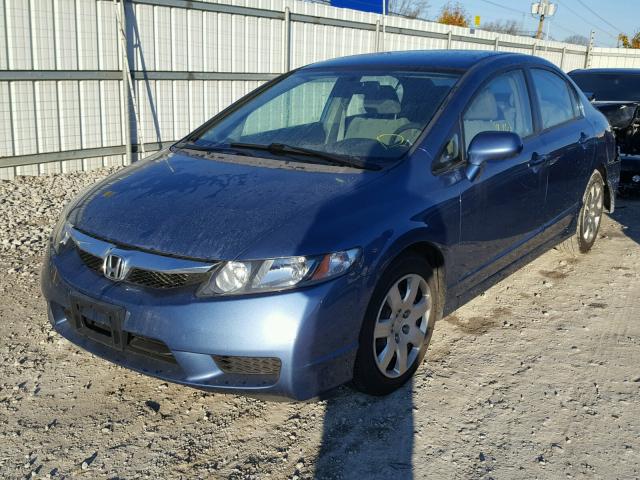 19XFA16579E044257 - 2009 HONDA CIVIC LX BLUE photo 2