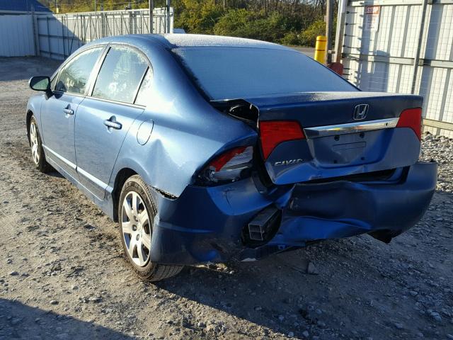 19XFA16579E044257 - 2009 HONDA CIVIC LX BLUE photo 3