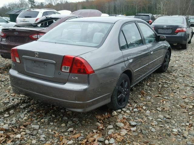 2HGES16554H503101 - 2004 HONDA CIVIC LX GRAY photo 4