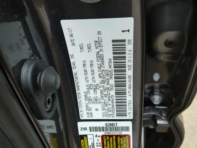 5TFAX5GN8HX094159 - 2017 TOYOTA TACOMA DOU GRAY photo 10