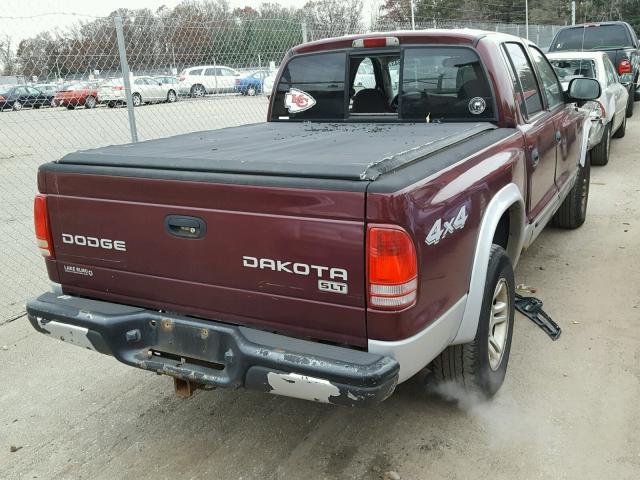 1D7HG48N63S103346 - 2003 DODGE DAKOTA MAROON photo 4