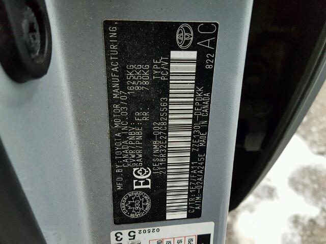 2T1BR32E27C825563 - 2007 TOYOTA COROLLA CE SILVER photo 10