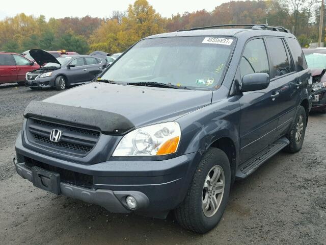 2HKYF18594H504899 - 2004 HONDA PILOT EXL BLUE photo 2